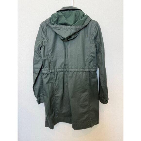 J Crew Green Downtown Wax Coated Utility Field Parka Jacket Small - Picture 7 of 9